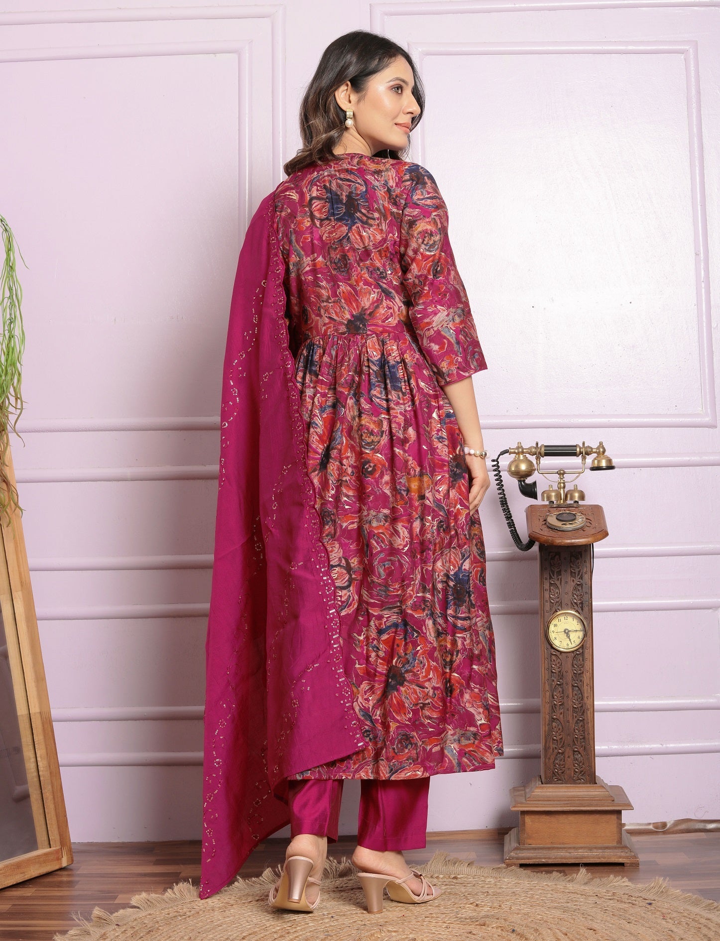 Stunning Dark Pink Color Round Kurti Pair