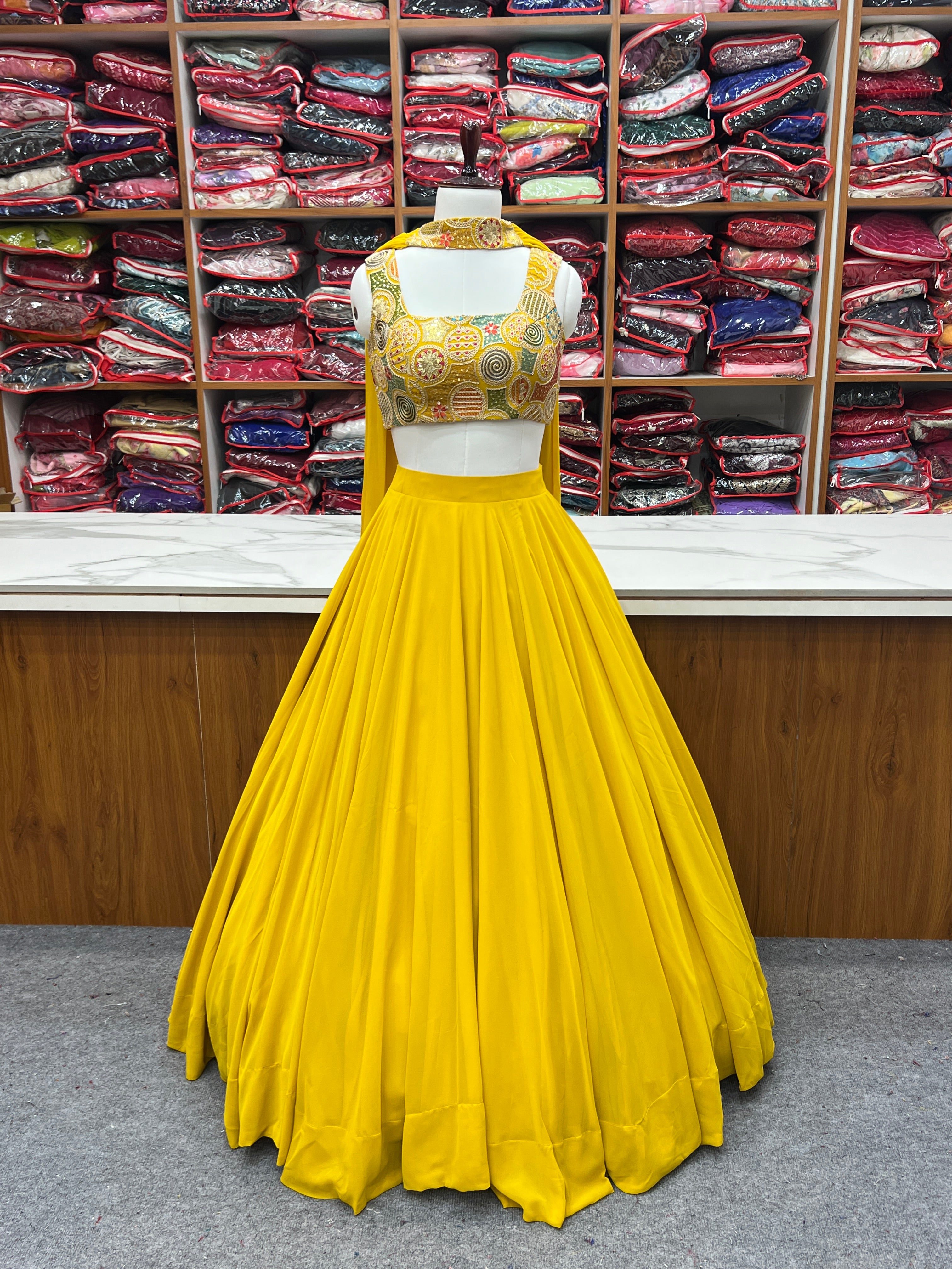 Blissful Yellow Color Pure Soft Fox Georgette Blooming Designer Ready to Wear Lehenga Choli