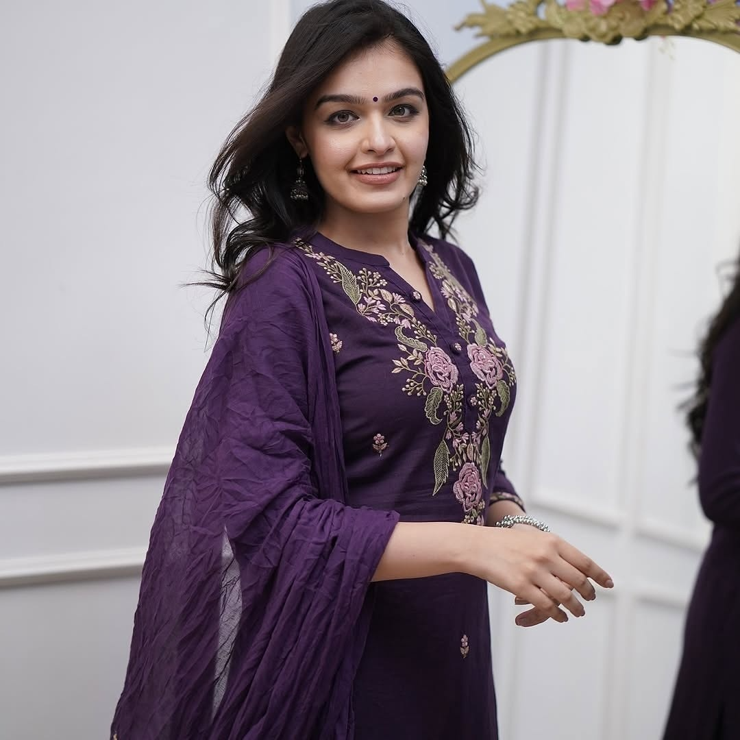 Fabulous Purple Color Rayon With Embroidery Work Beautiful Kurta Set