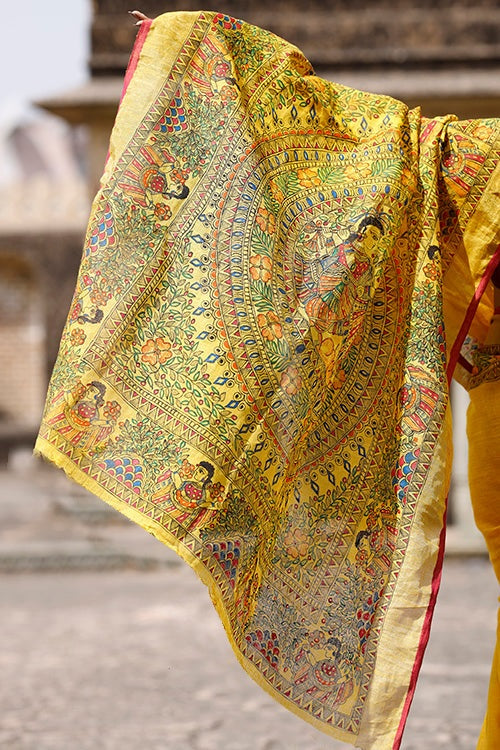 Admiring Yellow Color Color Pure Cotton Lilen With Digital Printed Designer Saree