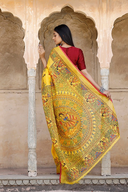 Admiring Yellow Color Color Pure Cotton Lilen With Digital Printed Designer Saree