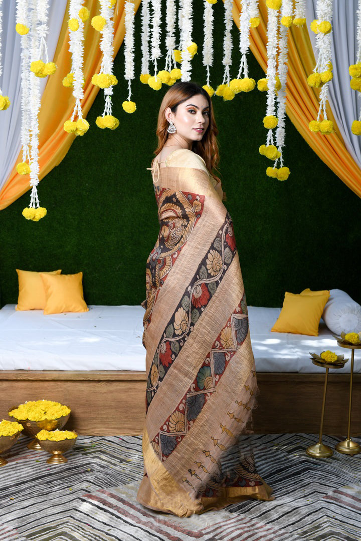 Exclusive Maroon Color Color Pure Cotton Lilen With Digital Printed Designer Saree