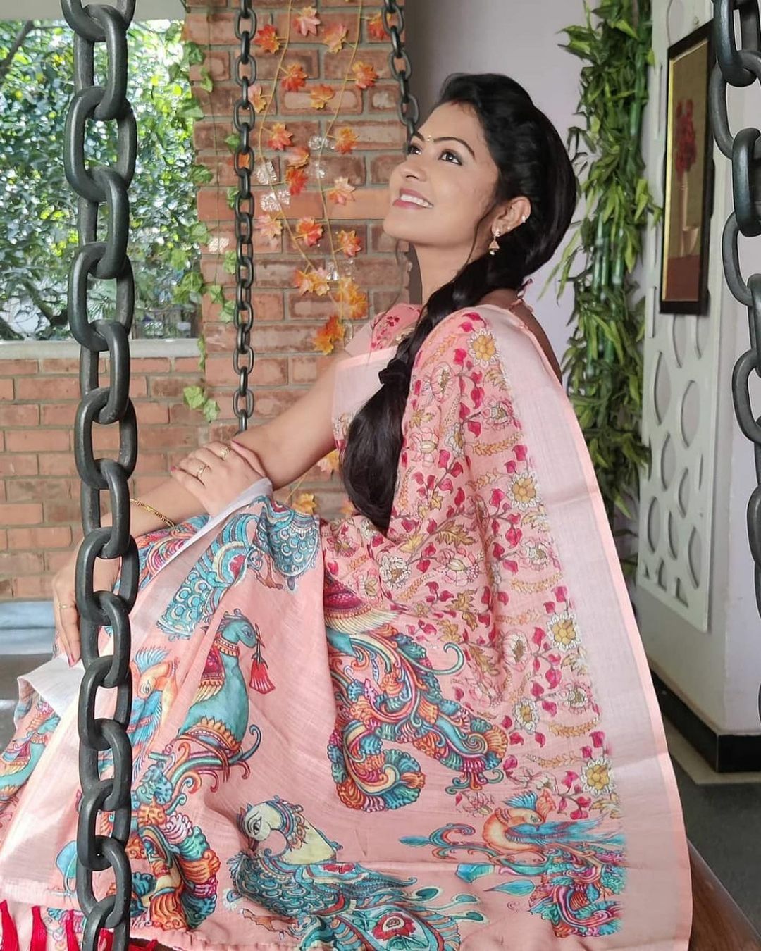 Classic Baby Pink Color Color Pure Cotton Lilen With Digital Printed Designer Saree