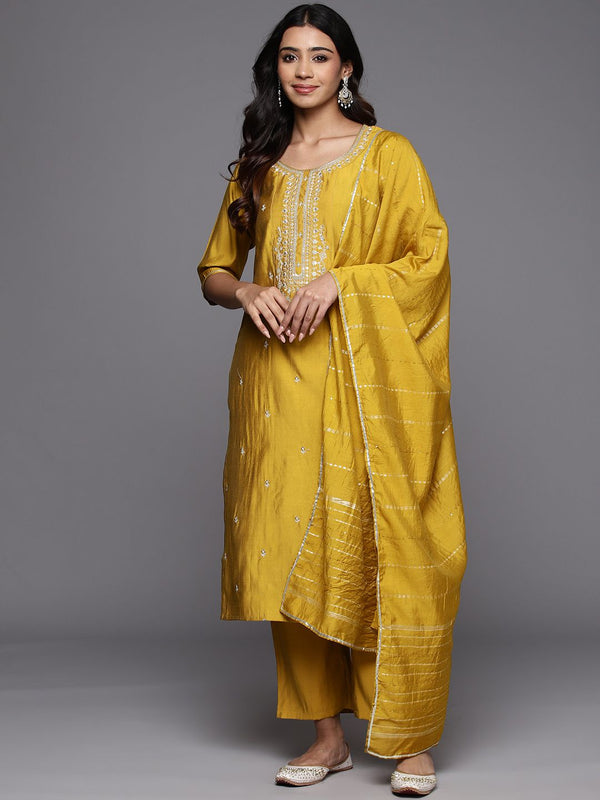 Marvelous Yellow Color Viscose Bland With Embroidery Work Beautiful Kurta Set