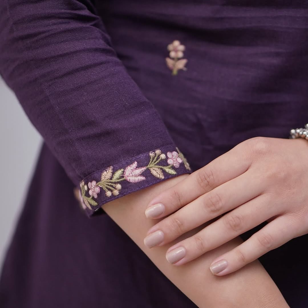 Fabulous Purple Color Rayon With Embroidery Work Beautiful Kurta Set