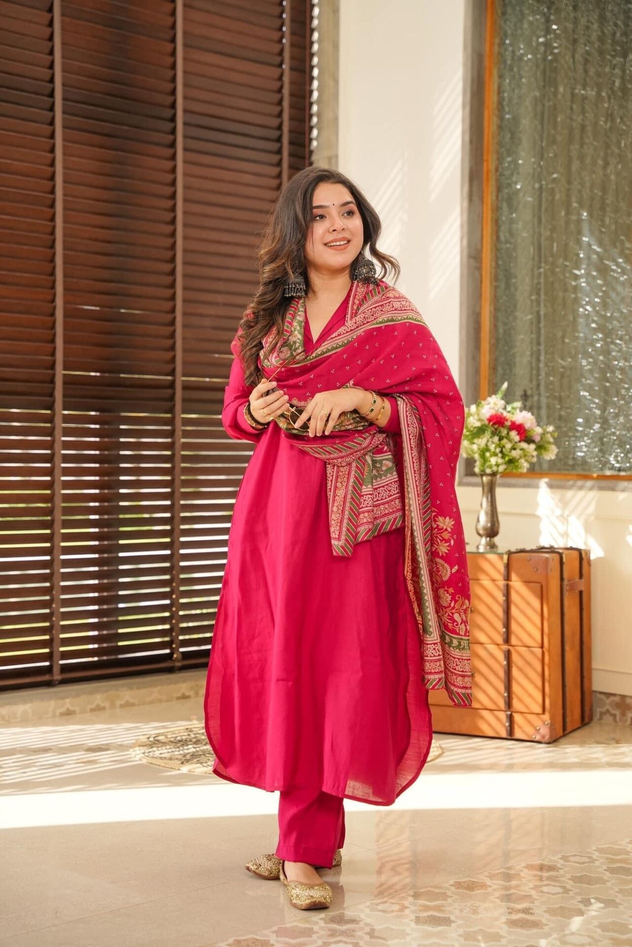 Function Wear Pink Color South Cotton Designer Kurta Set