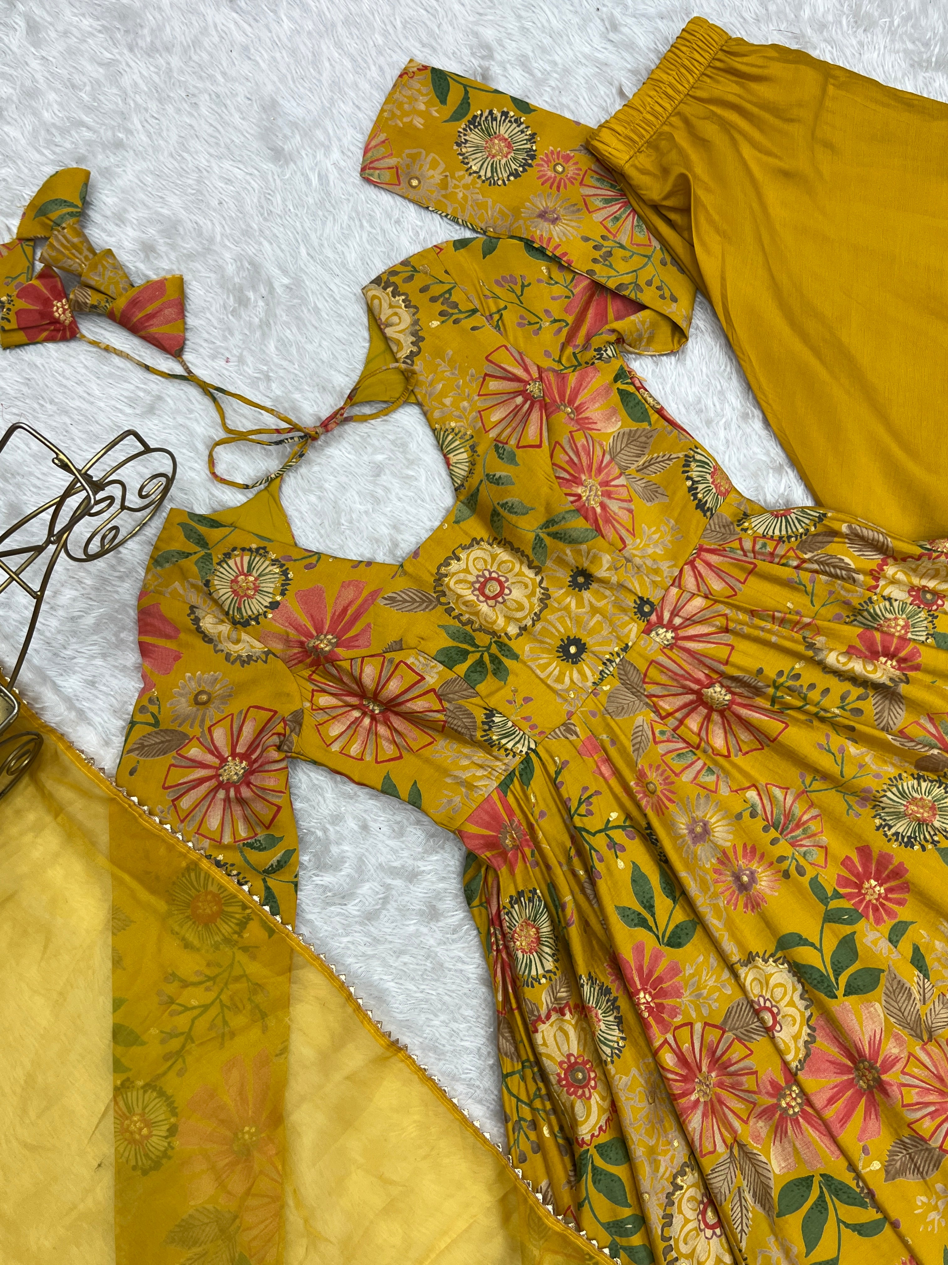 Haldi Wear Yellow Color Chanderi Designer Palazzo Suit
