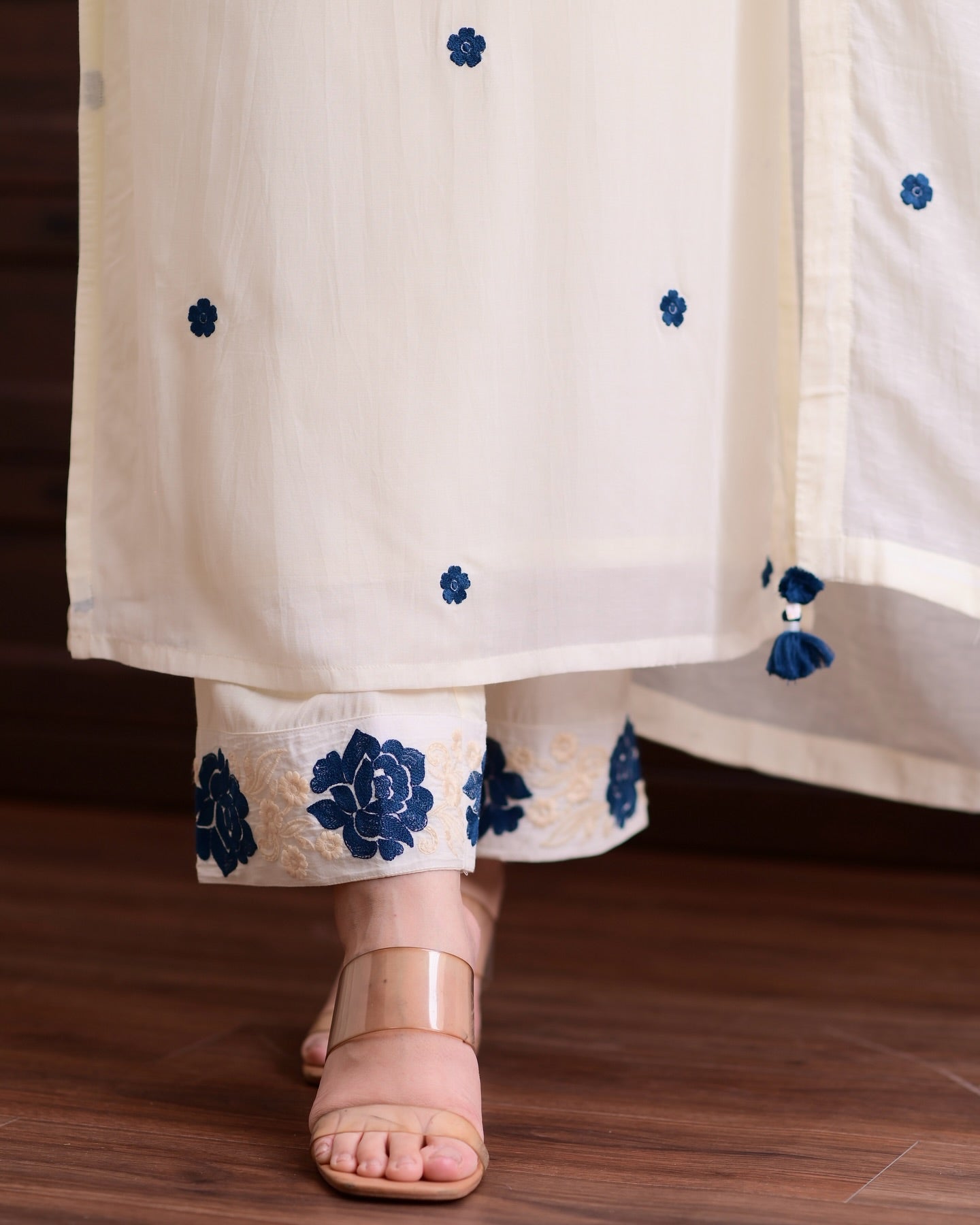 Exclusive White Color Rayon Slub With Embroidery Work Beautiful Kurta Set