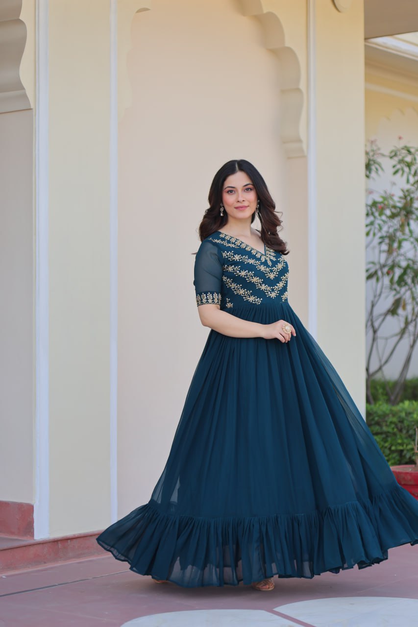 Rama Color Embroidered Designer Gown