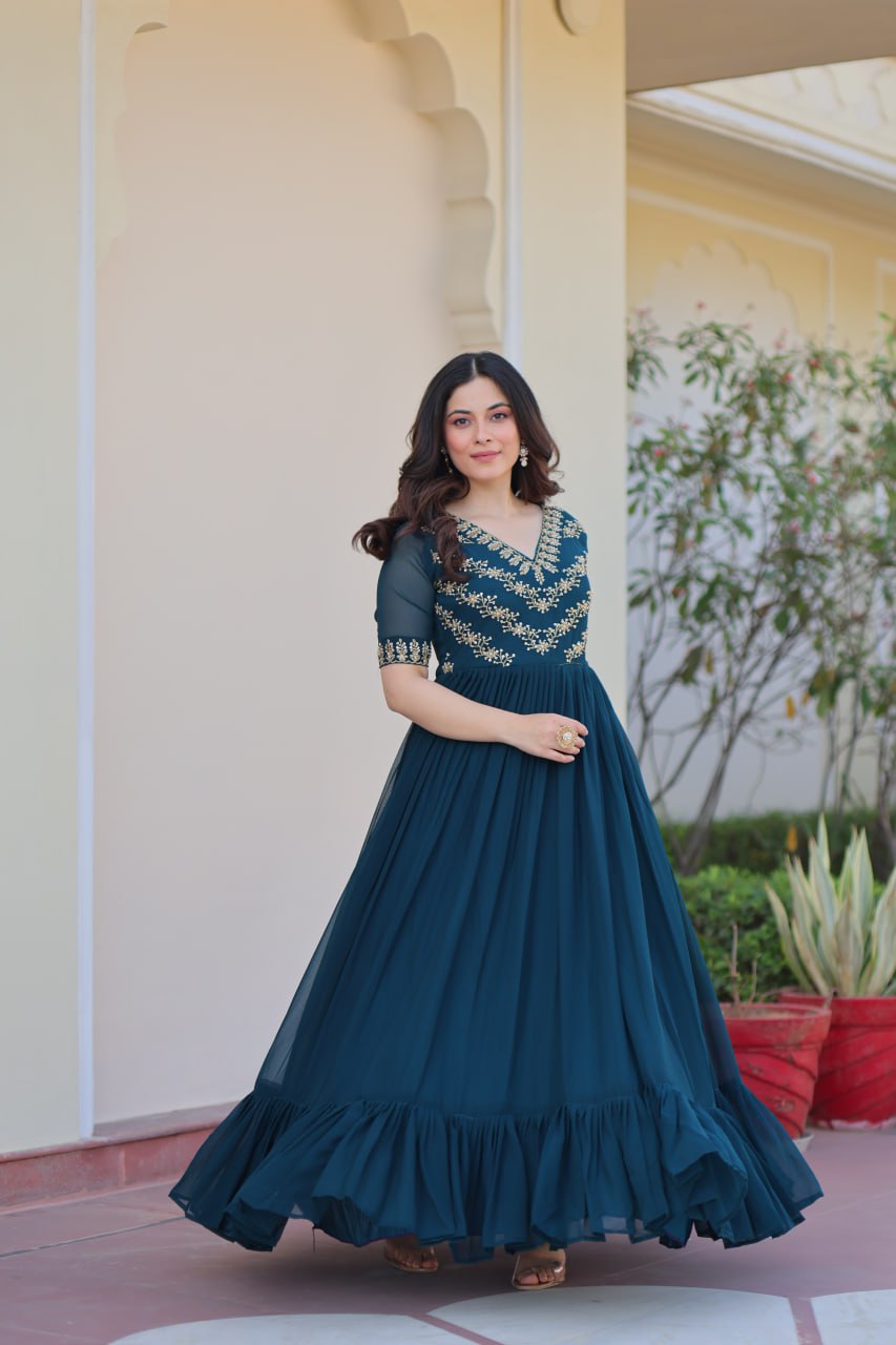 Rama Color Embroidered Designer Gown