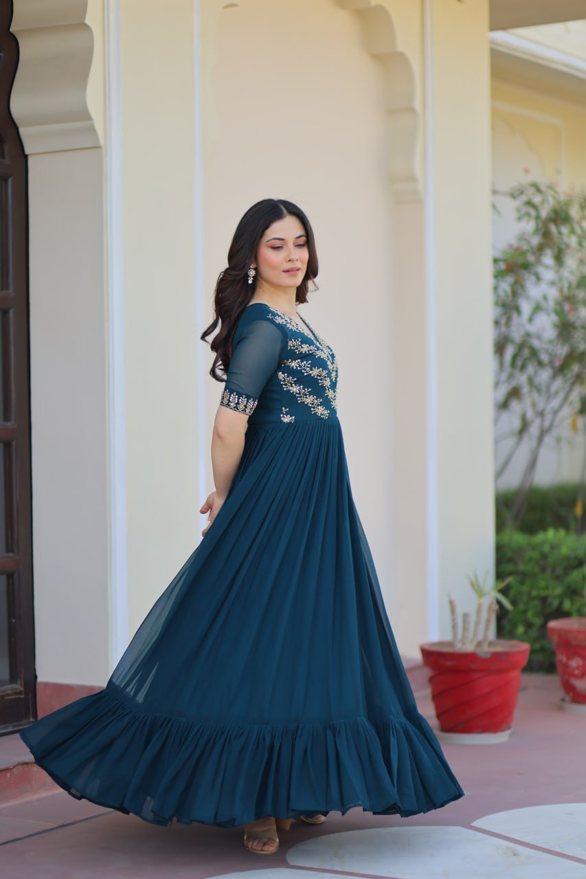 Rama Color Embroidered Designer Gown