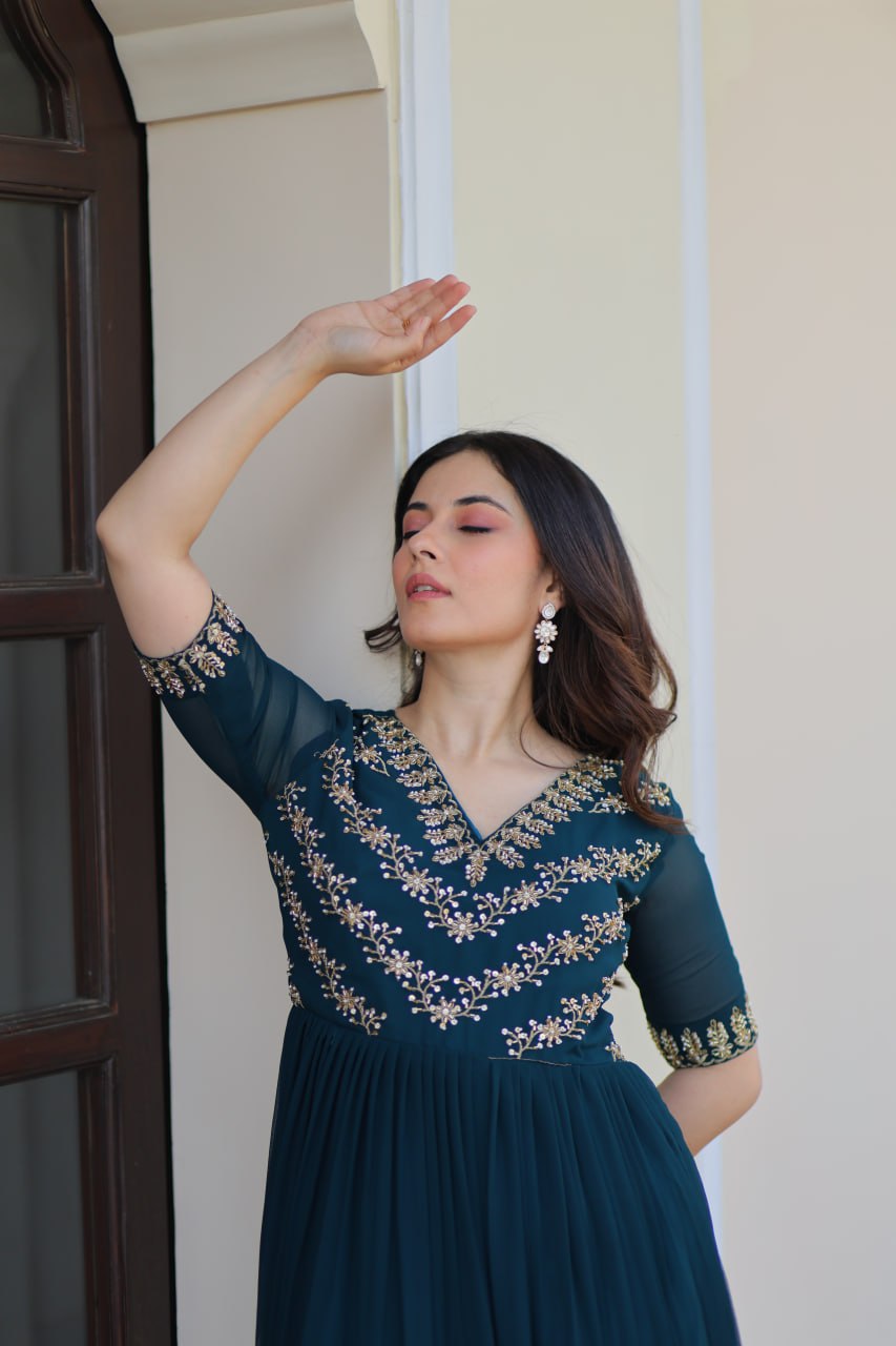 Rama Color Embroidered Designer Gown