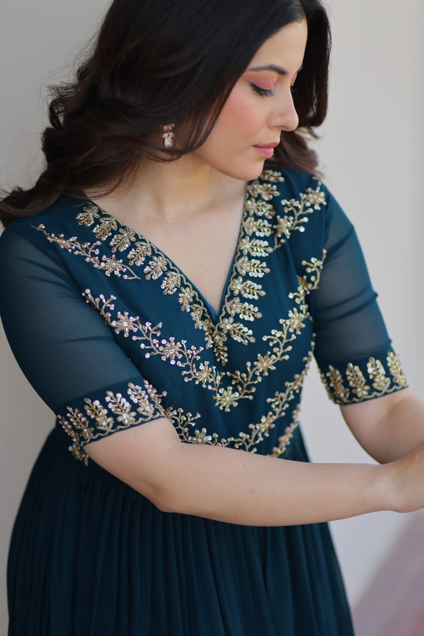 Rama Color Embroidered Designer Gown