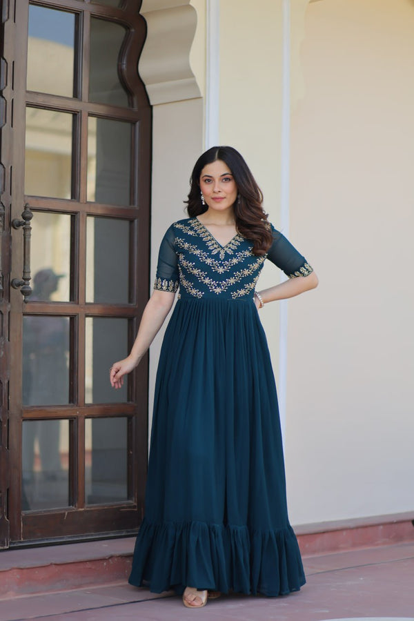 Rama Color Embroidered Designer Gown