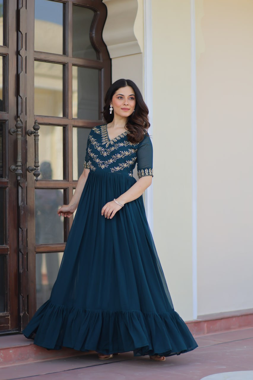 Rama Color Embroidered Designer Gown