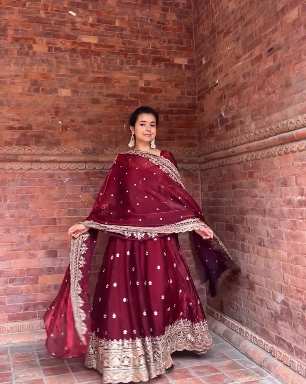 Alluring Maroon Color Embroidered Desiger Anarkali Suit
