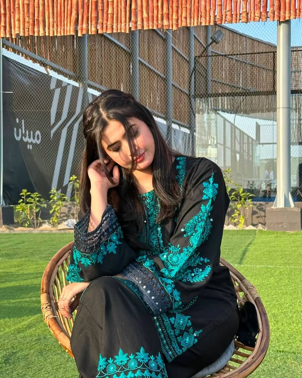 Designer Black Color Pure Cotton Embroidered Top & Pant Set with Dupatta