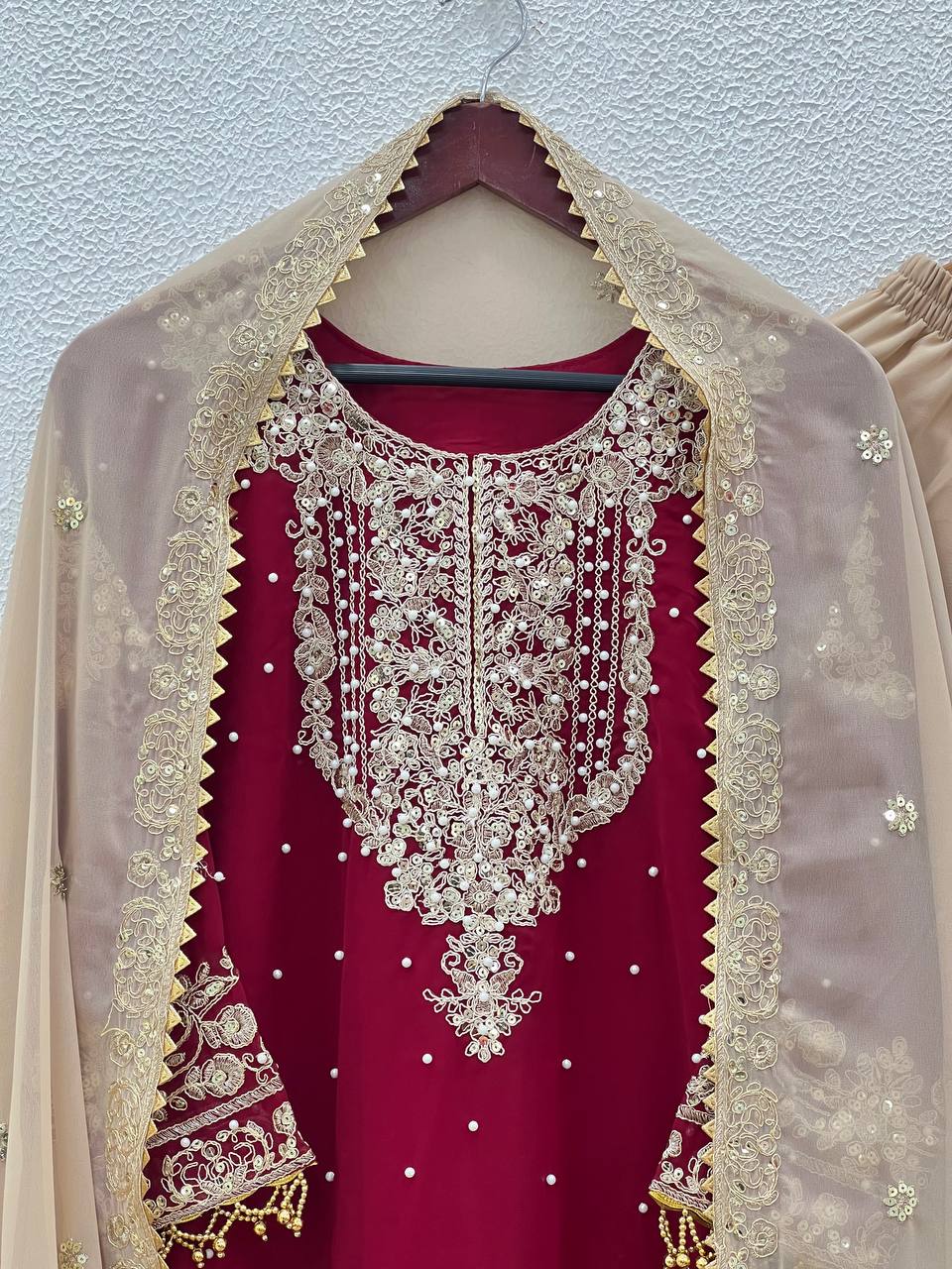 Function Wear Maroon Color Georgette Designer Plazzo Set