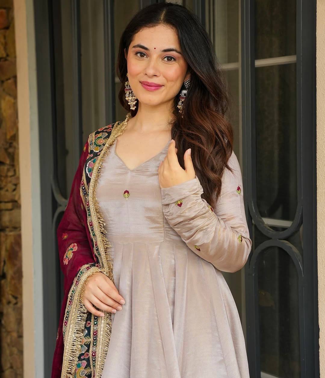 Alluring Grey Color Designer Gown Set With Dupatta
