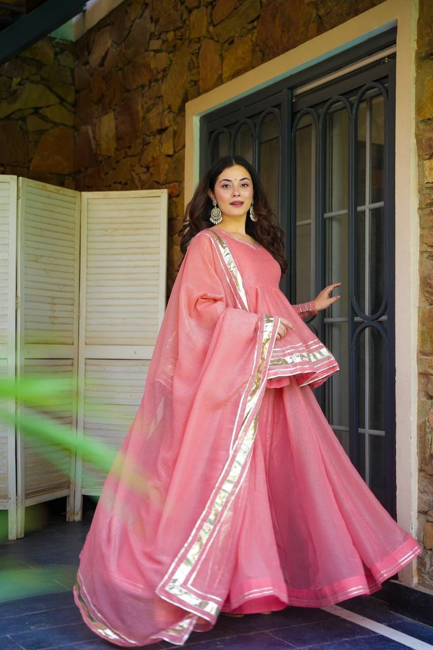 Wedding Wear Baby Pink Color Organza  Ready To Wear Sharara Set