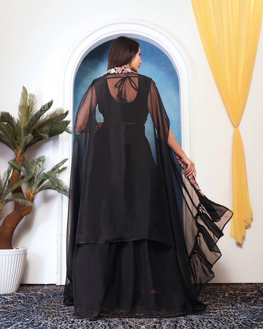 Wedding Wear Black Color Tabby Silk With Embroidery Sequence Work Lehenga Choli