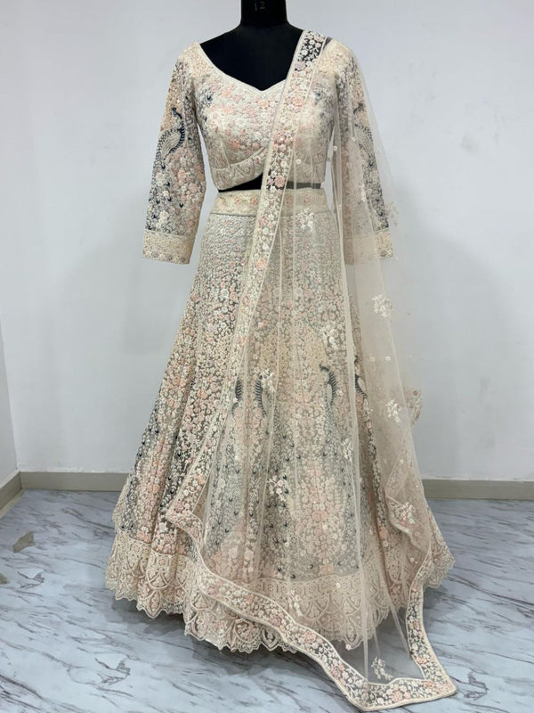 Wedding Wear Premium Soft Butterfly Embellished With Thread Embroidery Work Bridal Lehenga Choli