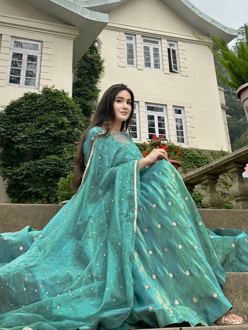 Gorgeous Green Color Embrodered Designer Anarkali Suit