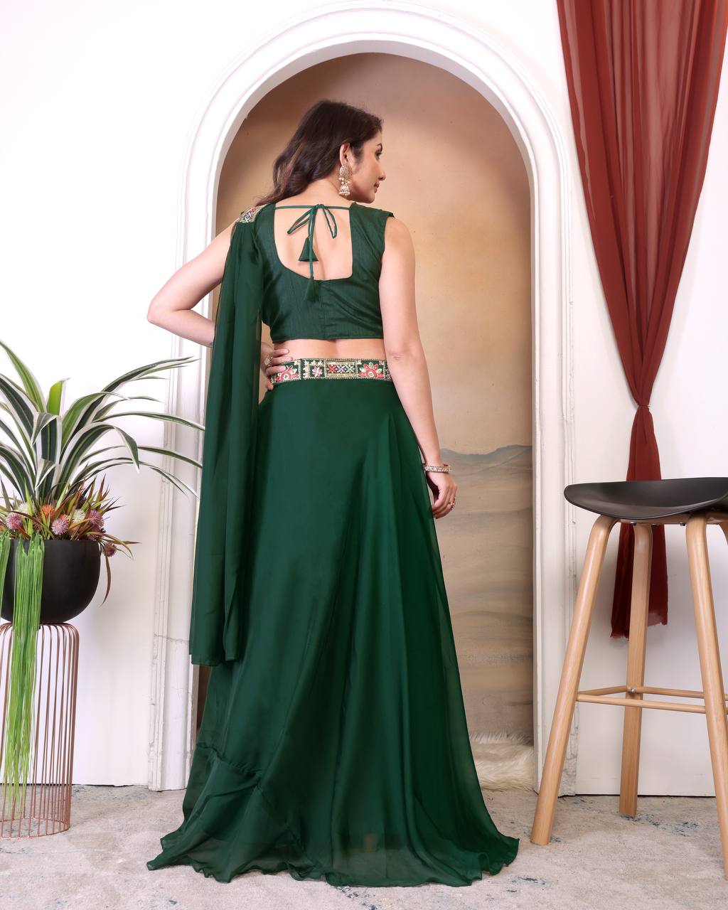 Luxuriant Green Color Tabby Silk With Embroidery Sequence Work Traditional Lehenga Choli