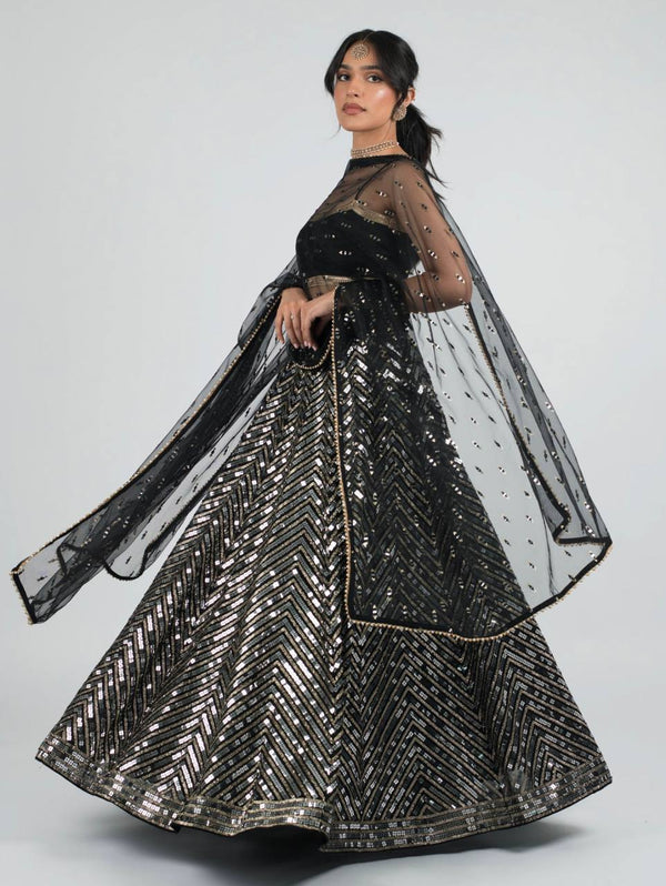 Exclusive Bollywood Style Black Color Heavy Sequence Work Lehenga Choli For Party & Wedding Wear Bridesmade