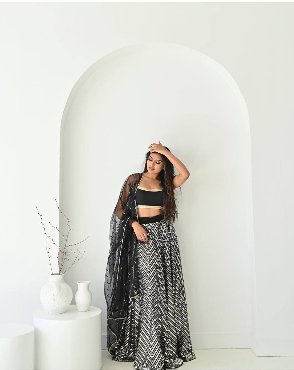 Exclusive Bollywood Style Black Color Heavy Sequence Work Lehenga Choli For Party & Wedding Wear Bridesmade