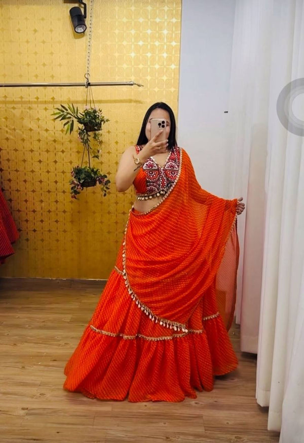 Navratri Special Orange Color Designer Lehenga Choli