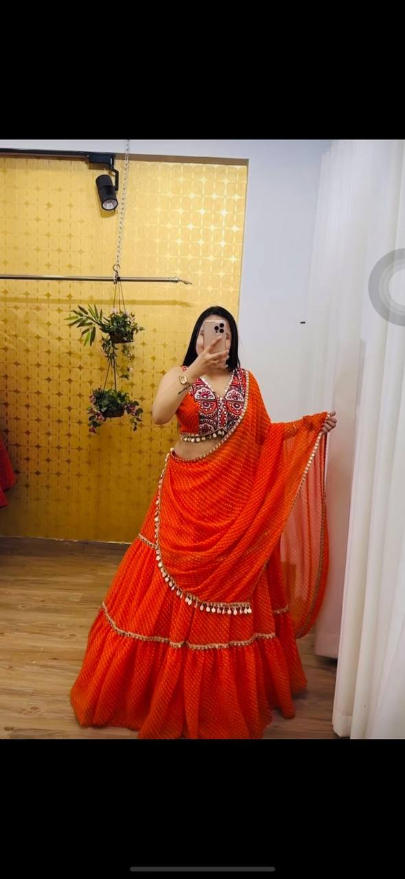 Navratri Special Orange Color Designer Lehenga Choli