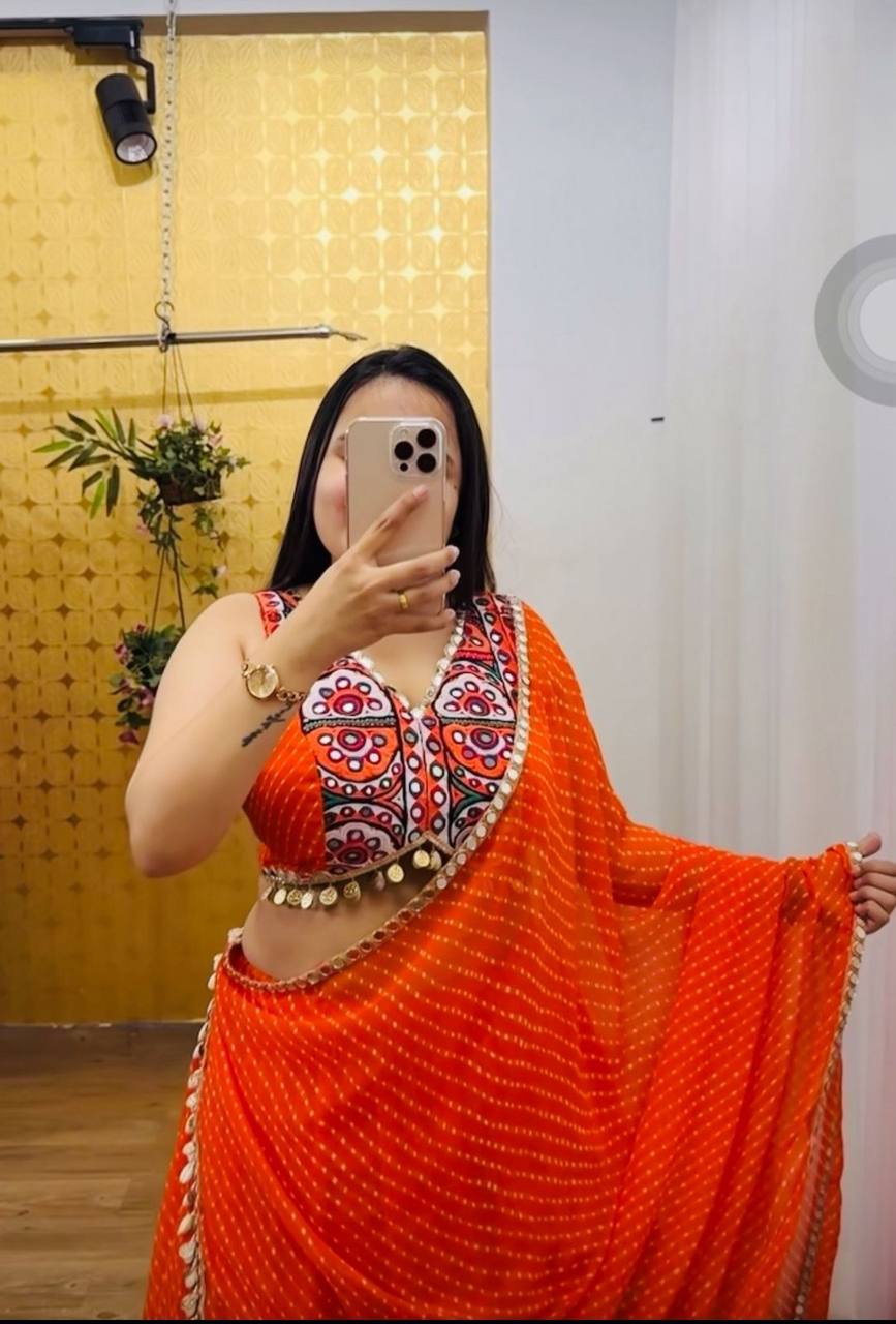 Navratri Special Orange Color Designer Lehenga Choli
