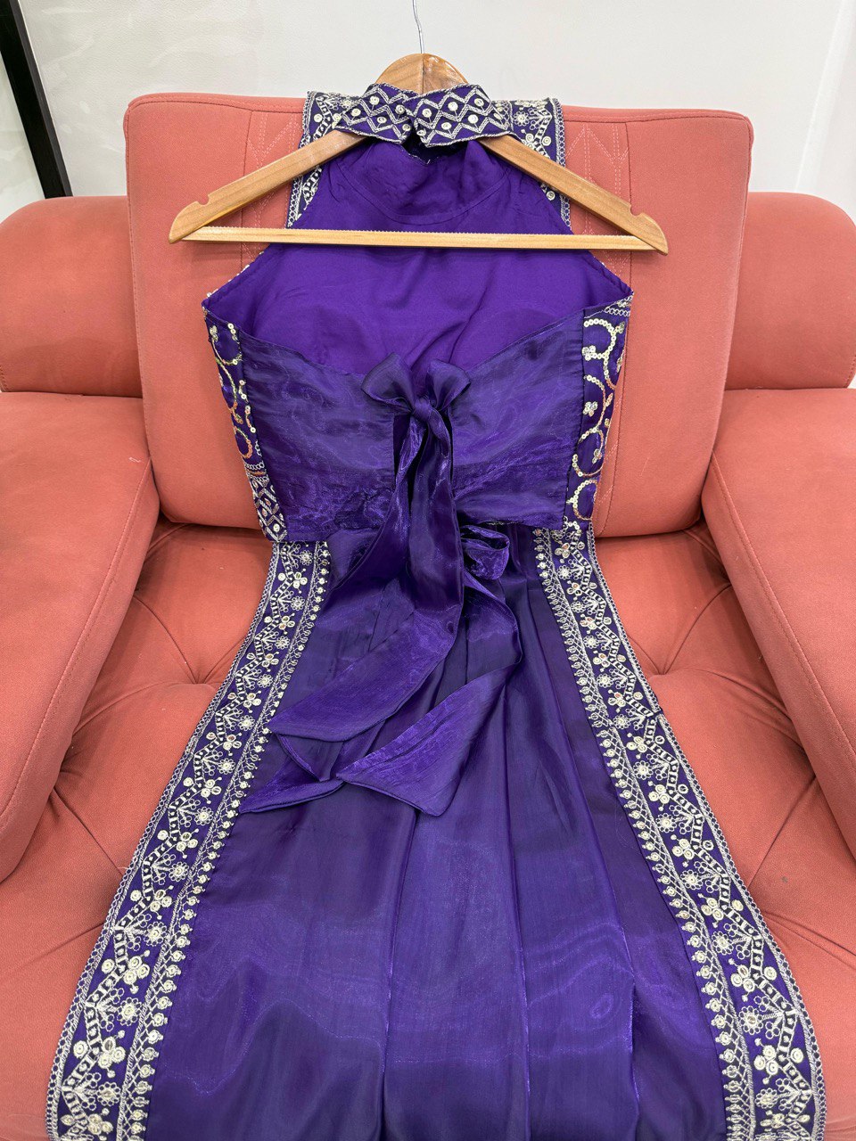 Ananya Pandey Wear Blue Color Jimmy Chu With Thread And Sequence Work Bollywood Saree