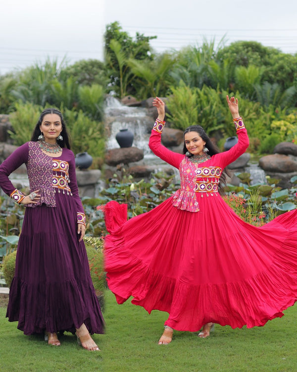 Navratri Wear Kutchi Gamthi Embroidered Frill Designer Gown