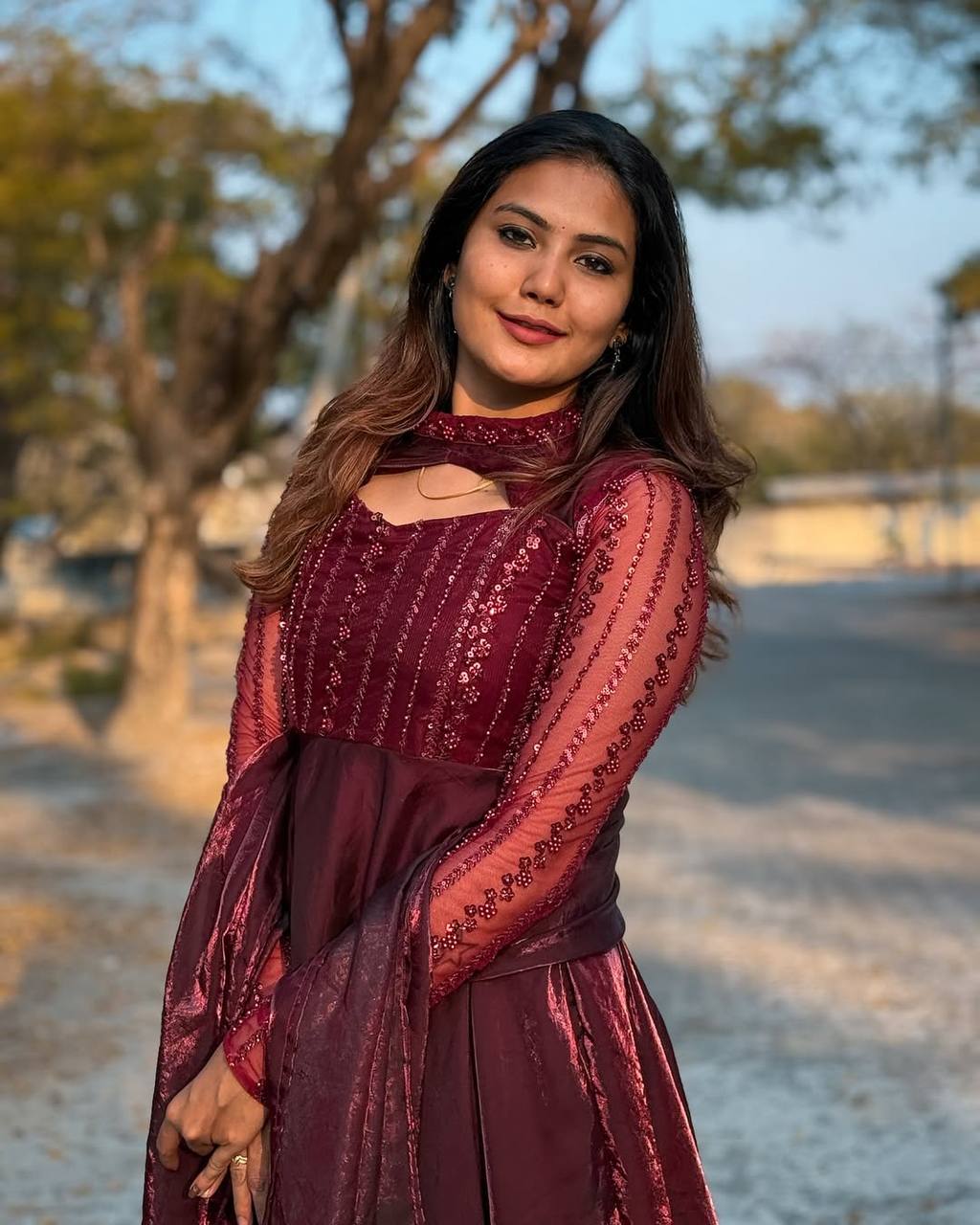 Shining Maroon Pure Heavy Jimmy Choo With 5mm Sequence And Embroidery Work Anarkali Gown