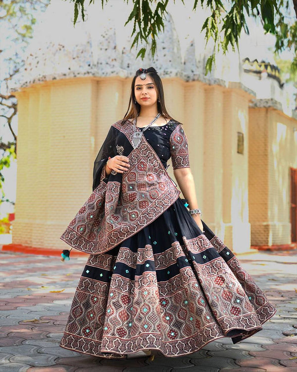 Navratri Special Black Color Printed Designer Lehenga Choli