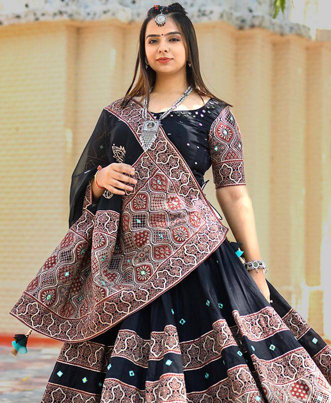 Navratri Special Black Color Printed Designer Lehenga Choli
