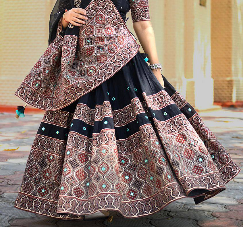 Navratri Special Black Color Printed Designer Lehenga Choli