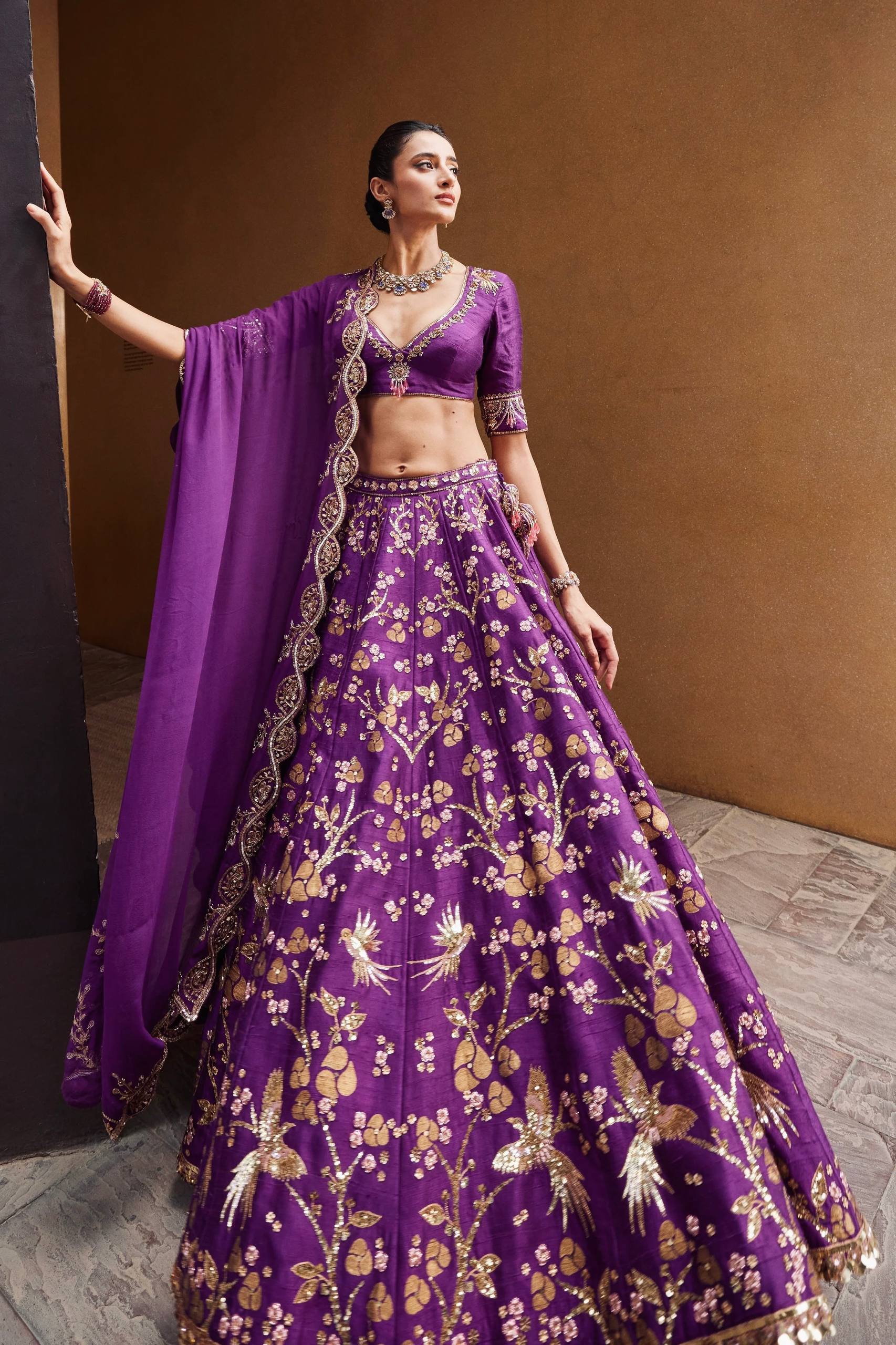 Designer Purple Color Embroidered Lehenga Choli