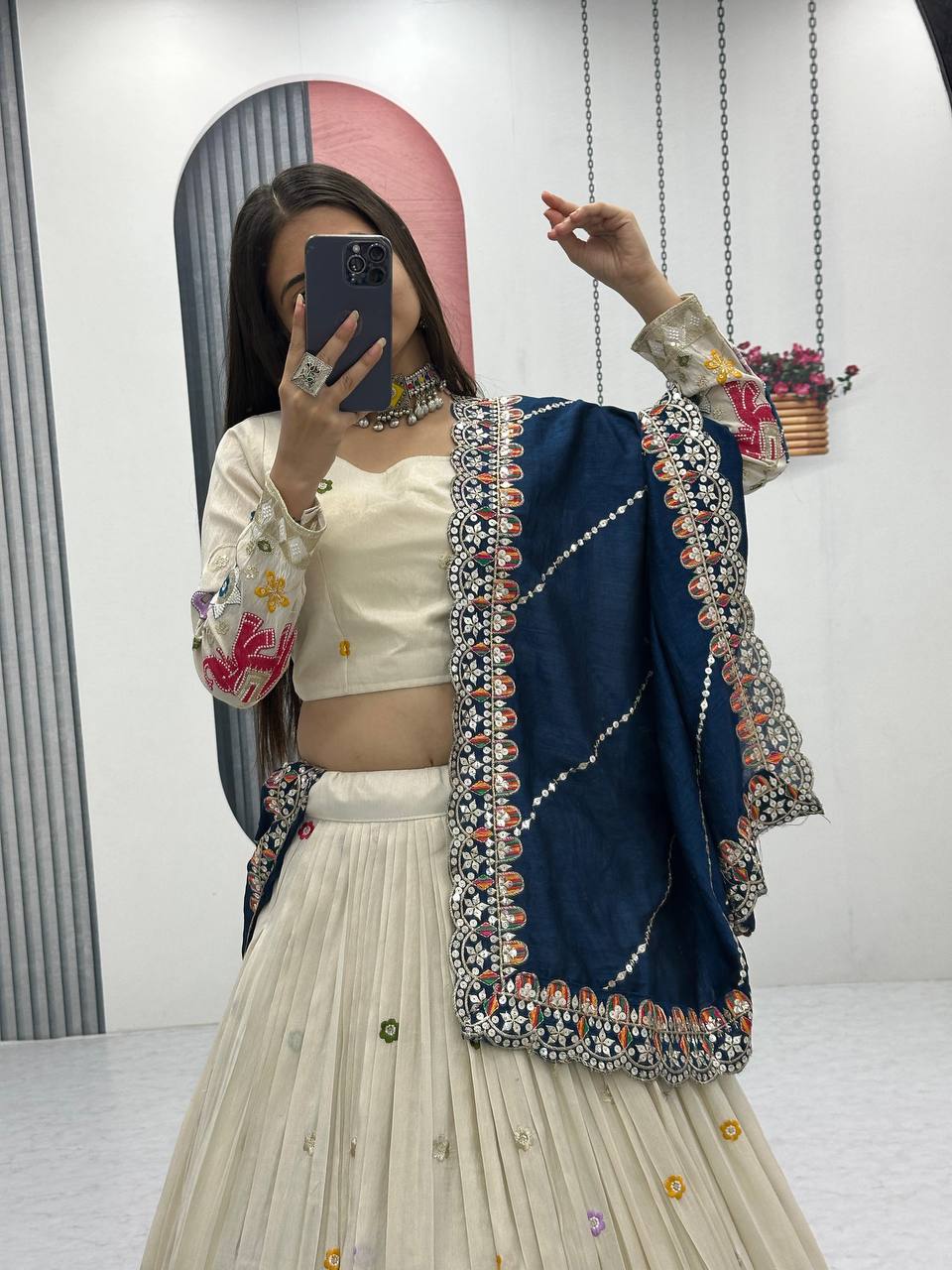 Alluring Blue Color Pure Tissue Silk With Heavy Thread And Sequence Work Designer Lehenga Choli