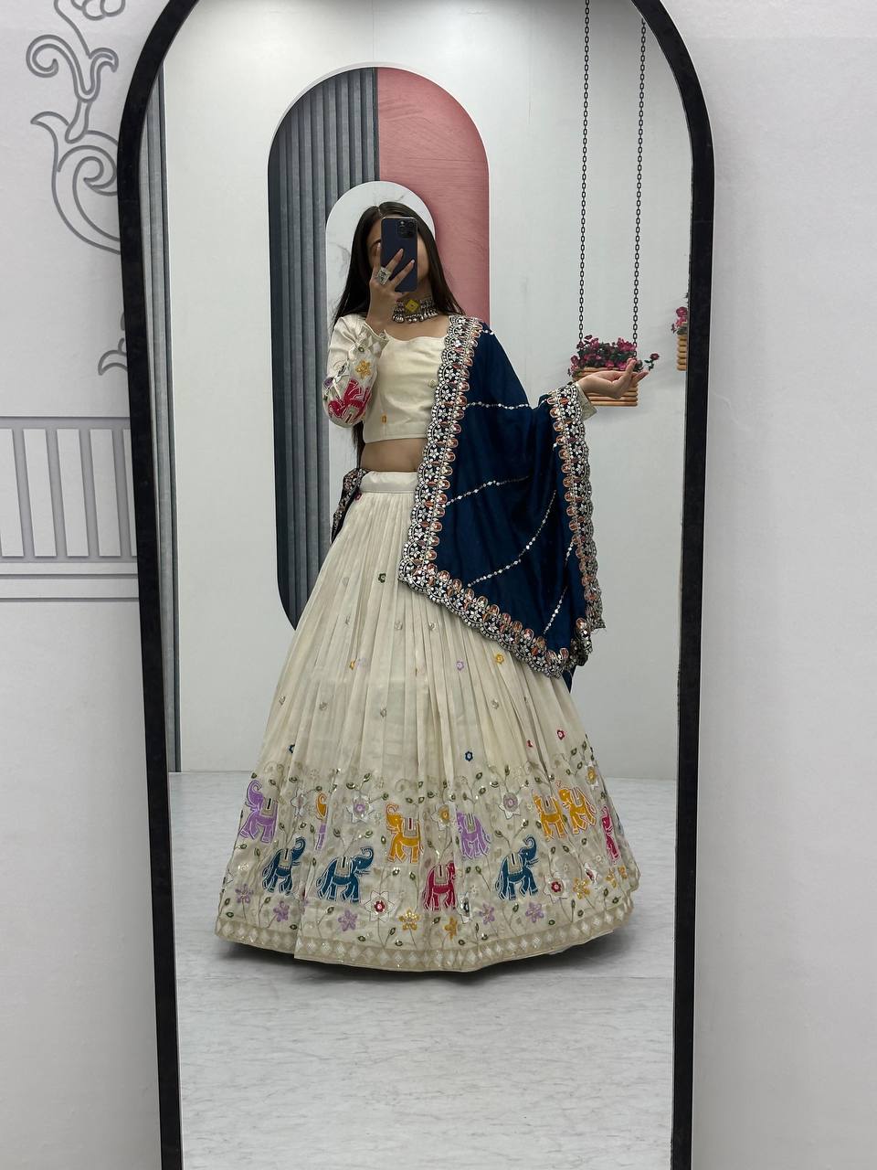 Alluring Blue Color Pure Tissue Silk With Heavy Thread And Sequence Work Designer Lehenga Choli