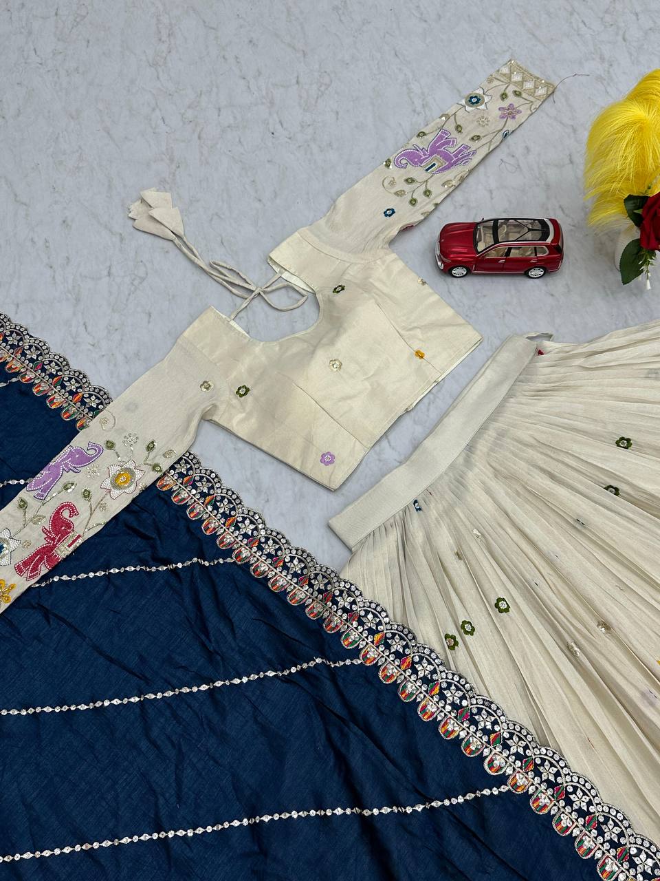 Alluring Blue Color Pure Tissue Silk With Heavy Thread And Sequence Work Designer Lehenga Choli