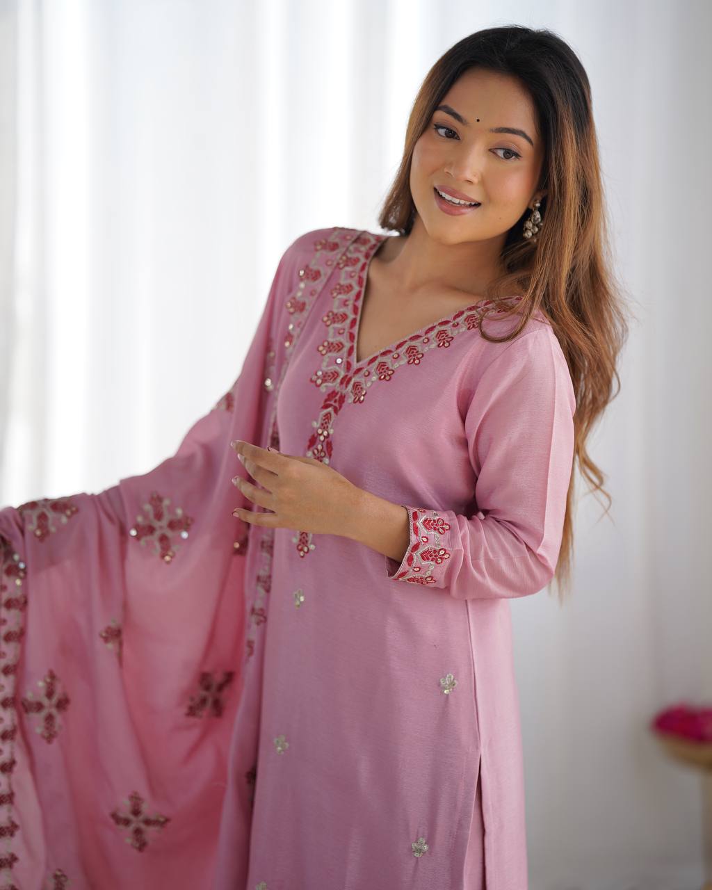 Ceremony Wear Pink Color Embroidery Work Salwar Suit