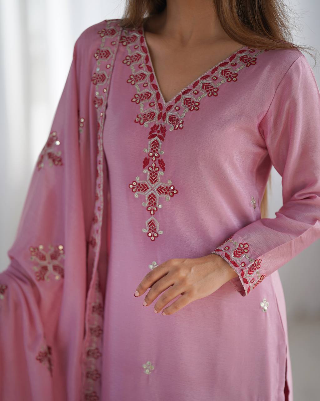 Ceremony Wear Pink Color Embroidery Work Salwar Suit