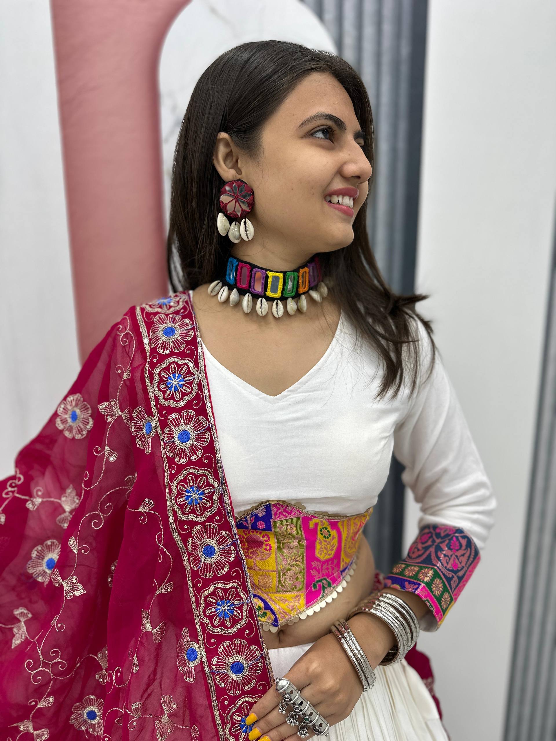 Traditional Celebrations Wear White Color Pure Cotton Lehenga Choli