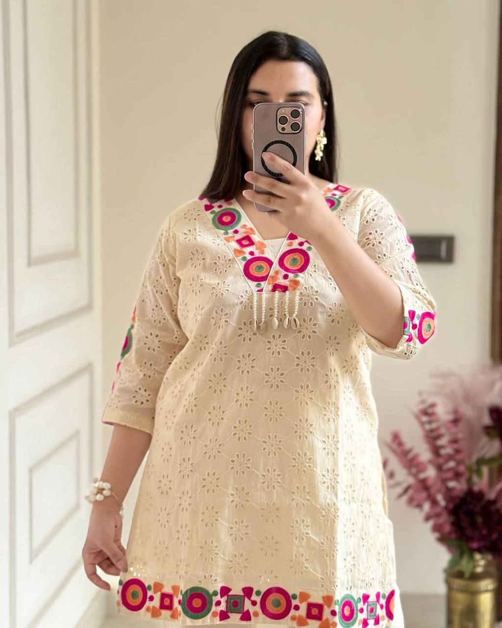 Elegant Off White Color Khadi Cotton Festive Wear Co-Ord Set