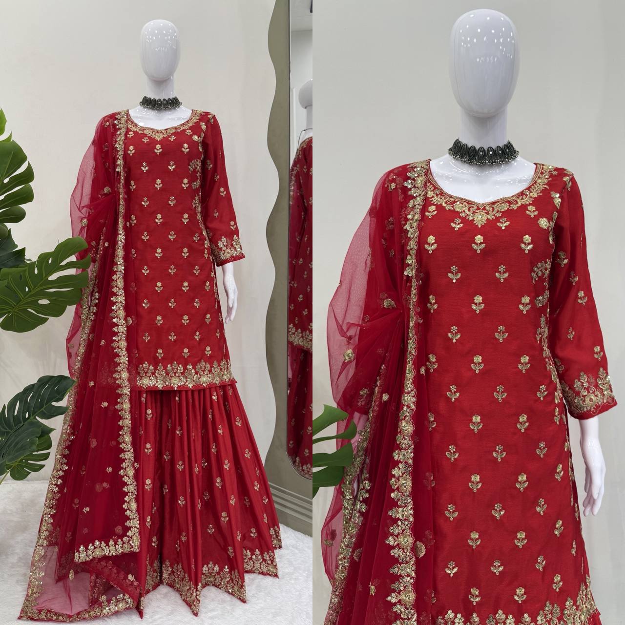 Wedding Wear Embroidered Designer Sharara Suit
