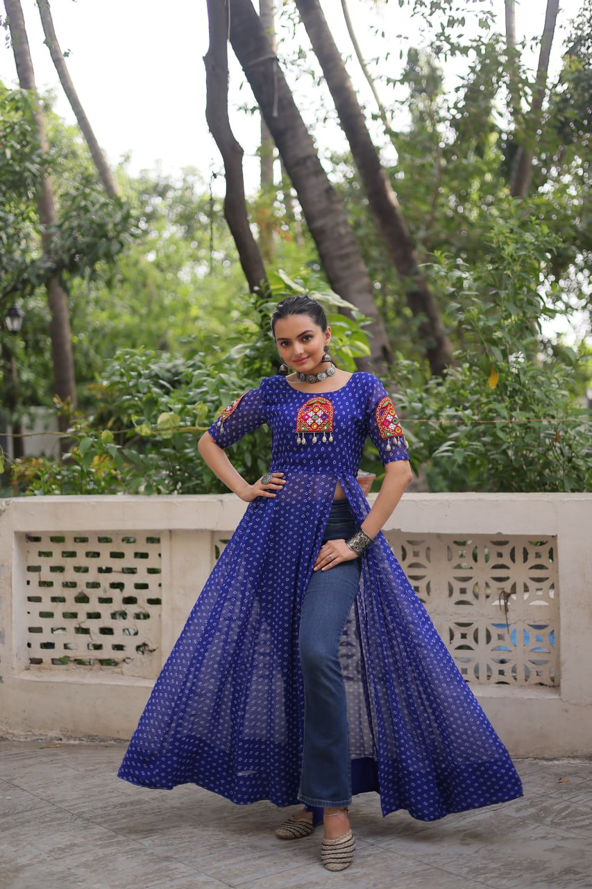Designer Front Open Long Navratri Special Kurti