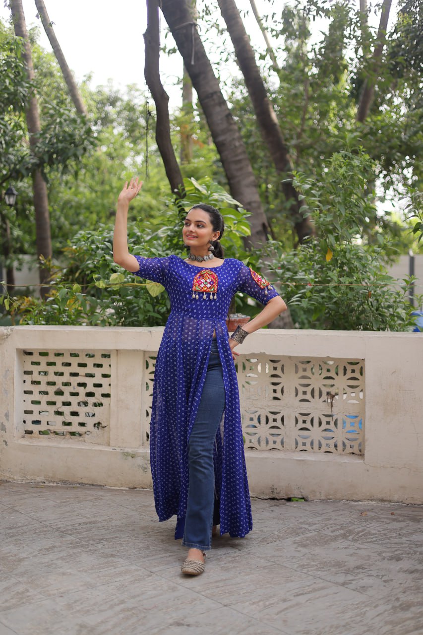 Designer Front Open Long Navratri Special Kurti